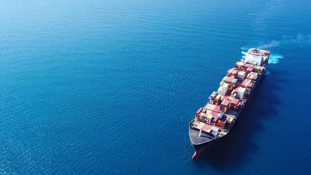 Container ship at sea